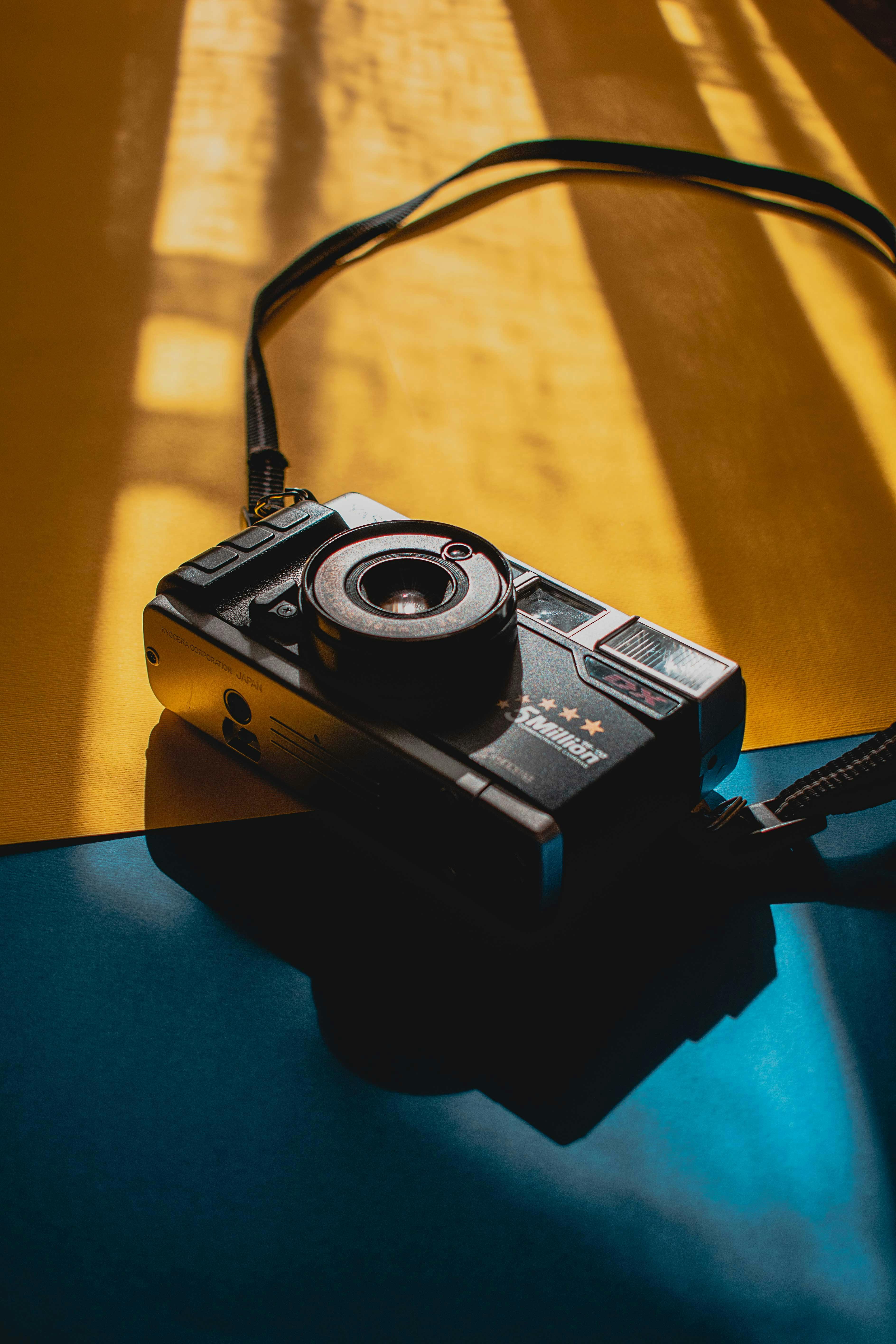 Close-up smartphone camera module on textured leather back